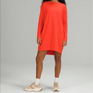 back in action long sleeve dress